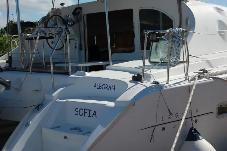 Exterior view of Sofia Cuba, a Lagoon 410 catamaran at Cienfuegos, Cuba