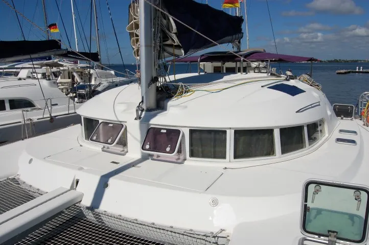 Deck of Sofia Cuba, a Lagoon 410 catamaran at Cienfuegos, Cuba