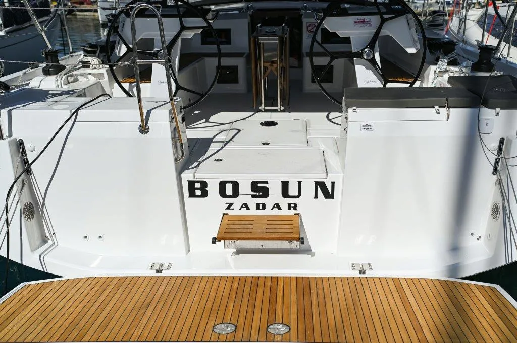 Exterior view of BOSUN, a Bavaria C46 sailboat at Zadar, Croatia