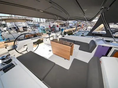 Cockpit of BOSUN, a Bavaria C46 sailboat at Zadar, Croatia