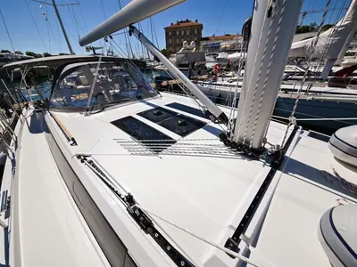 Deck of BOSUN, a Bavaria C46 sailboat at Zadar, Croatia