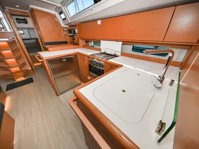 Galley of BOSUN, a Bavaria C46 sailboat at Zadar, Croatia