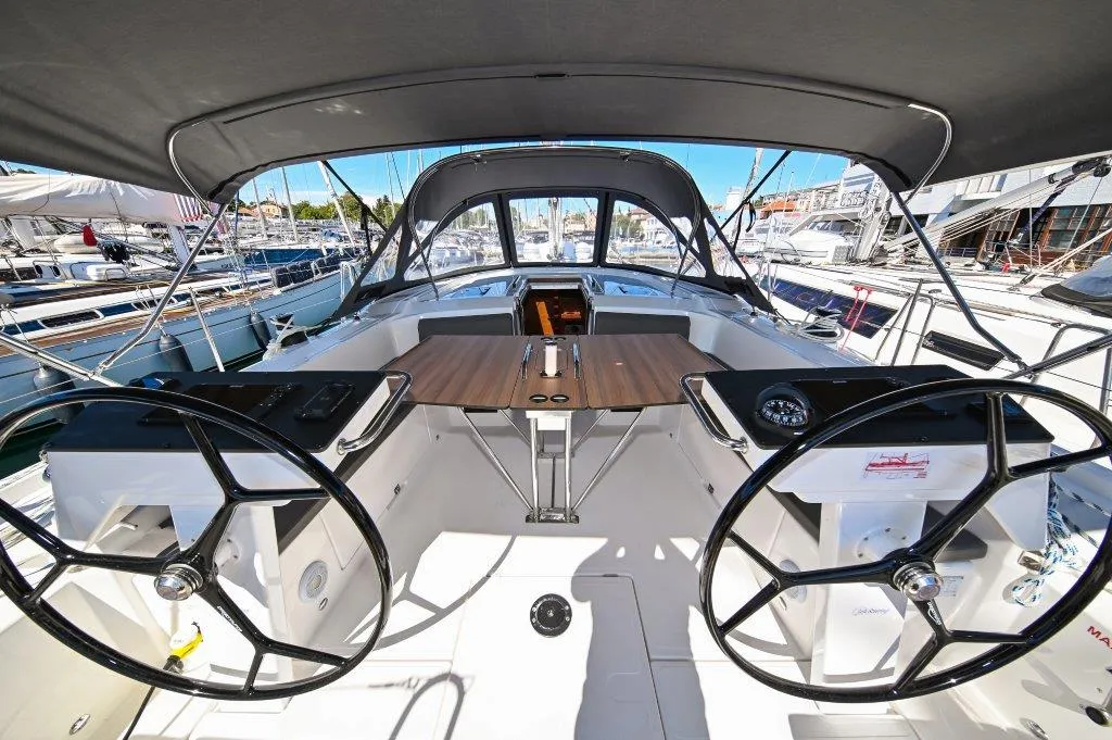 Cockpit of BOSUN, a Bavaria C46 sailboat at Zadar, Croatia
