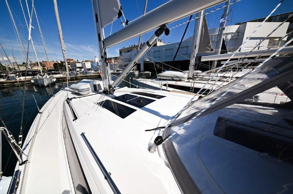 Deck of BOSUN, a Bavaria C46 sailboat at Zadar, Croatia