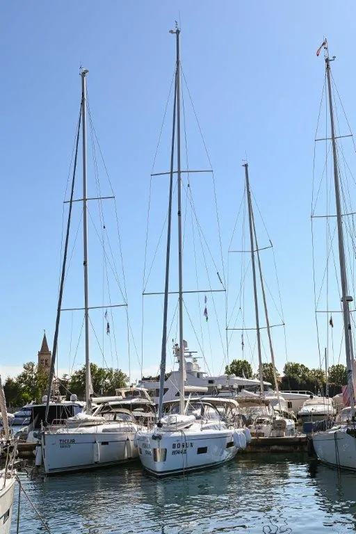 Exterior view of BOSUN, a Bavaria C46 sailboat at Zadar, Croatia
