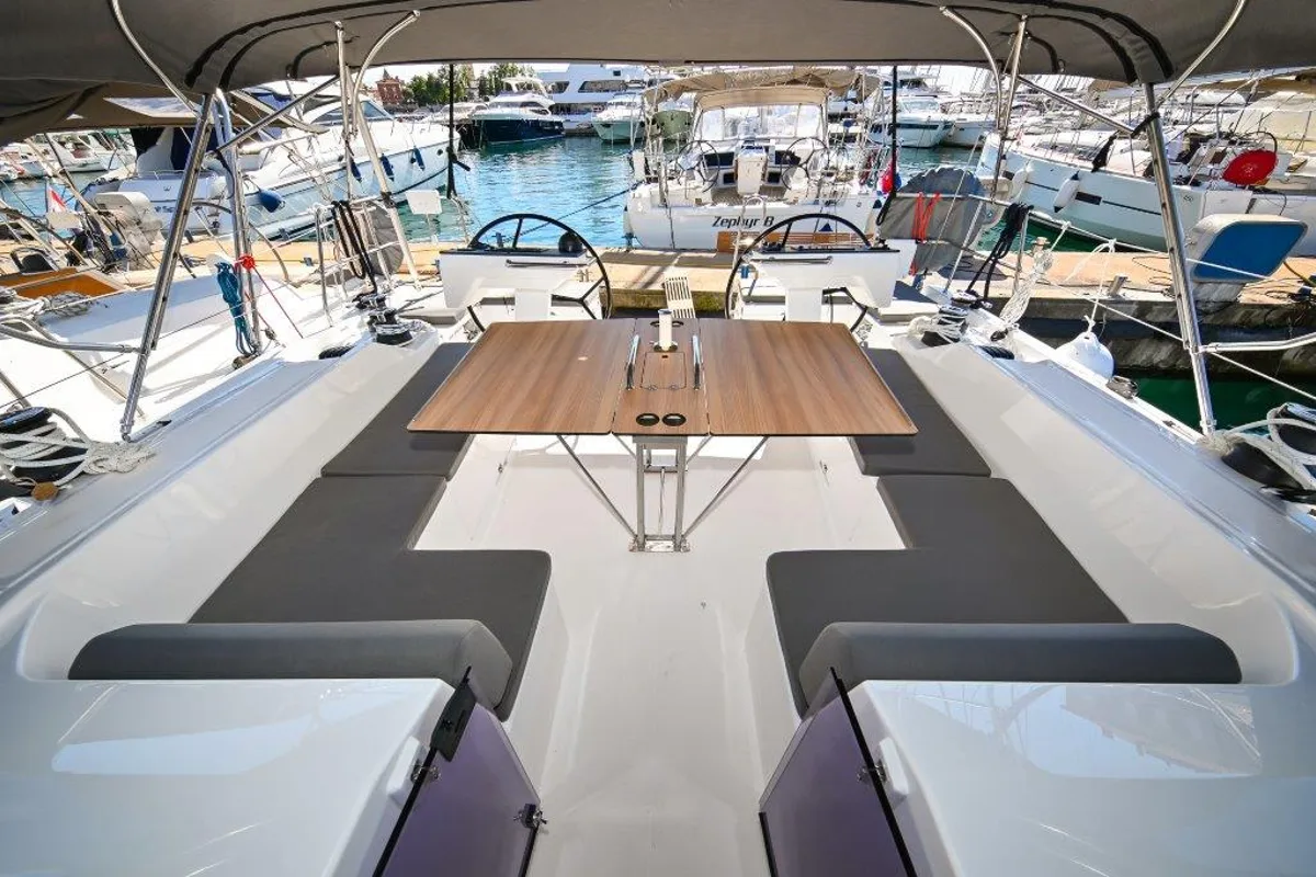 Cockpit of BOSUN, a Bavaria C46 sailboat at Zadar, Croatia