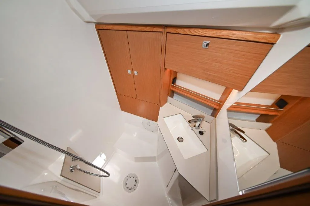 Head on BOSUN, a Bavaria C46 sailboat at Zadar, Croatia
