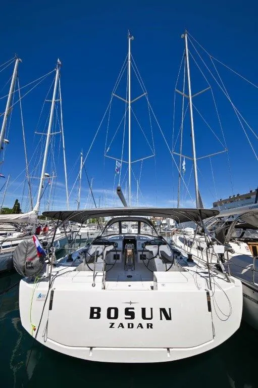 Exterior view of BOSUN, a Bavaria C46 sailboat at Zadar, Croatia