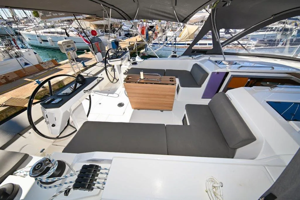 Cockpit of BOSUN, a Bavaria C46 sailboat at Zadar, Croatia