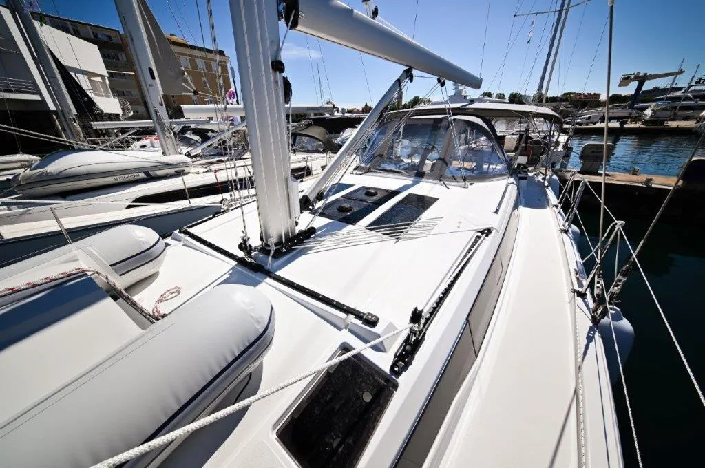 Deck of BOSUN, a Bavaria C46 sailboat at Zadar, Croatia