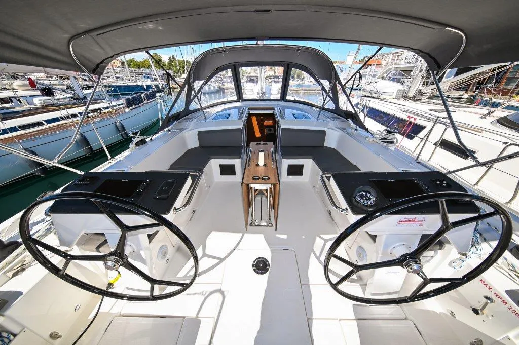 Cockpit of BOSUN, a Bavaria C46 sailboat at Zadar, Croatia