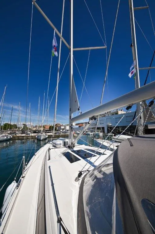 Exterior view of BOSUN, a Bavaria C46 sailboat at Zadar, Croatia
