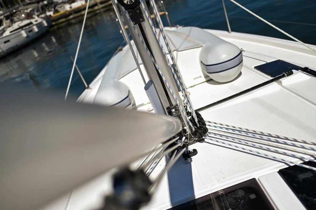 Exterior view of BOSUN, a Bavaria C46 sailboat at Zadar, Croatia