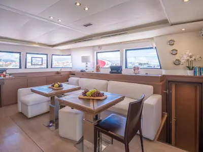 Salon of Adriatic Lion, a Lagoon 620 catamaran at Split, Croatia