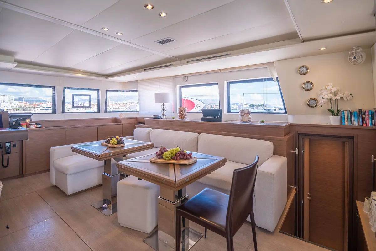 Salon of Adriatic Lion, a Lagoon 620 catamaran at Split, Croatia