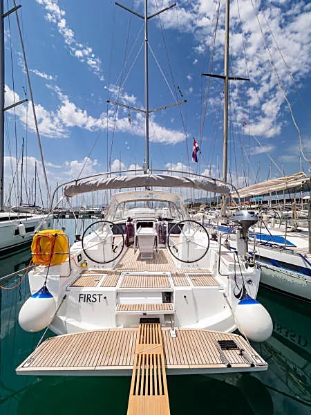 Cockpit of First, a Beneteau Oceanis 41.1 sailboat at Općina Rogoznica, Croatia
