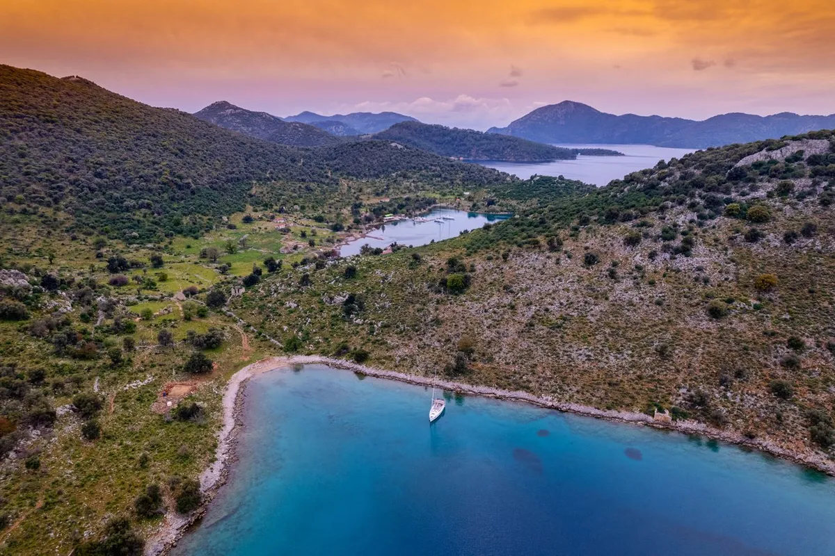 Exterior view of Oracle, a Jeanneau Sun Odyssey 490 sailboat at Kaş, Turkey