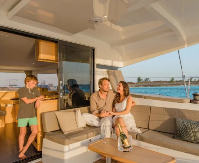 Deck of Queen Annezia, a Lagoon 42 catamaran at Municipal Unit of Lefkada, Greece