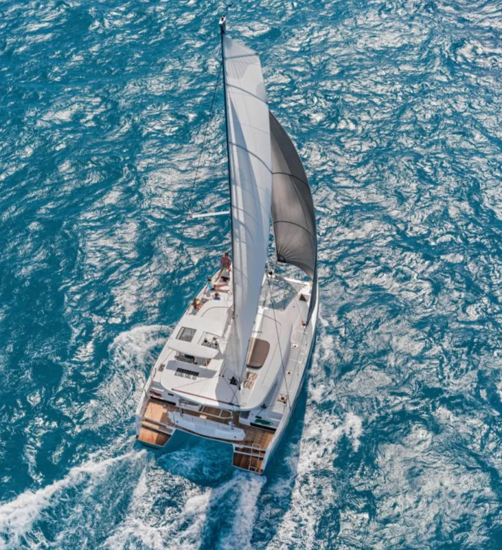 Exterior view of Queen Annezia, a Lagoon 42 catamaran at Municipal Unit of Lefkada, Greece