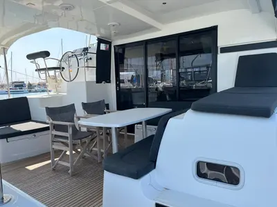 Deck of Queen Annezia, a Lagoon 42 catamaran at Municipal Unit of Lefkada, Greece