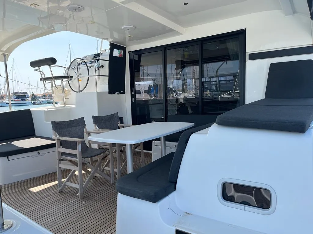 Deck of Queen Annezia, a Lagoon 42 catamaran at Municipal Unit of Lefkada, Greece
