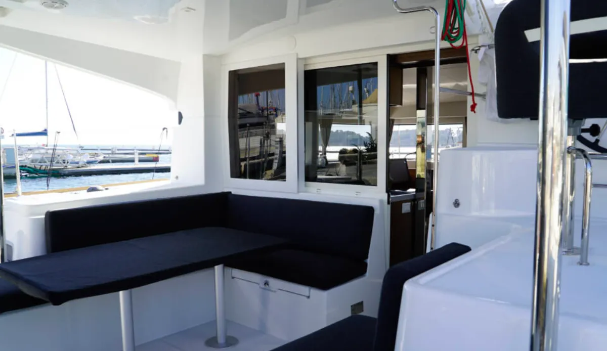 Deck of Aello, a Lagoon 40 catamaran at Municipal Unit of Lefkada, Greece