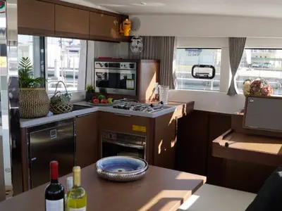 Galley of Aello, a Lagoon 40 catamaran at Municipal Unit of Lefkada, Greece