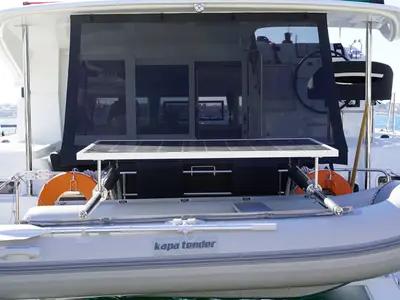 Deck of Aello, a Lagoon 40 catamaran at Municipal Unit of Lefkada, Greece
