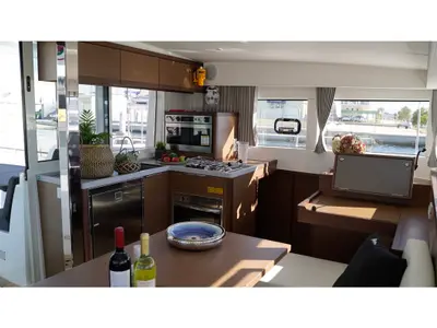 Salon of Aello, a Lagoon 40 catamaran at Municipal Unit of Lefkada, Greece