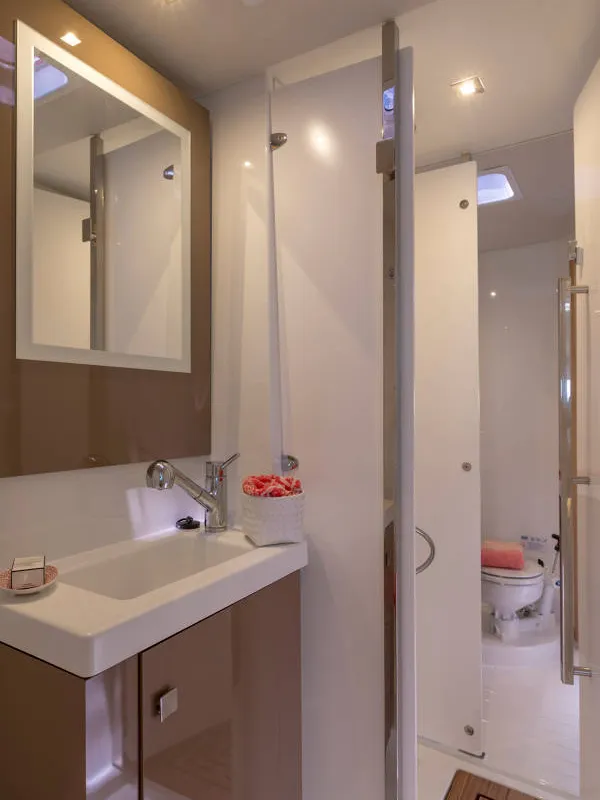 Head on Capella 1, a Fountaine Pajot Astrea 42 catamaran at Fethiye, Turkey