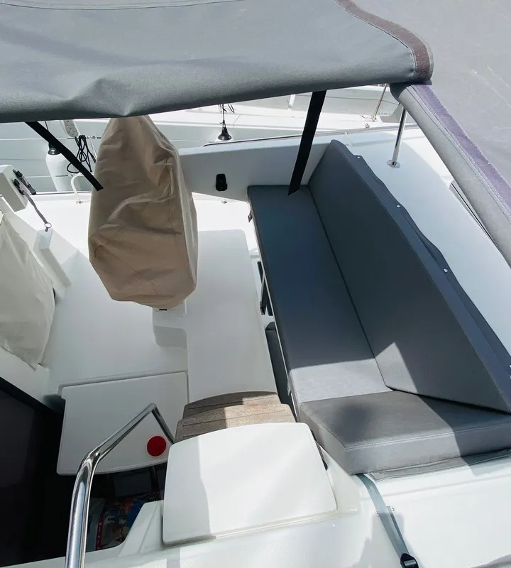 Deck of Capella 1, a Fountaine Pajot Astrea 42 catamaran at Fethiye, Turkey