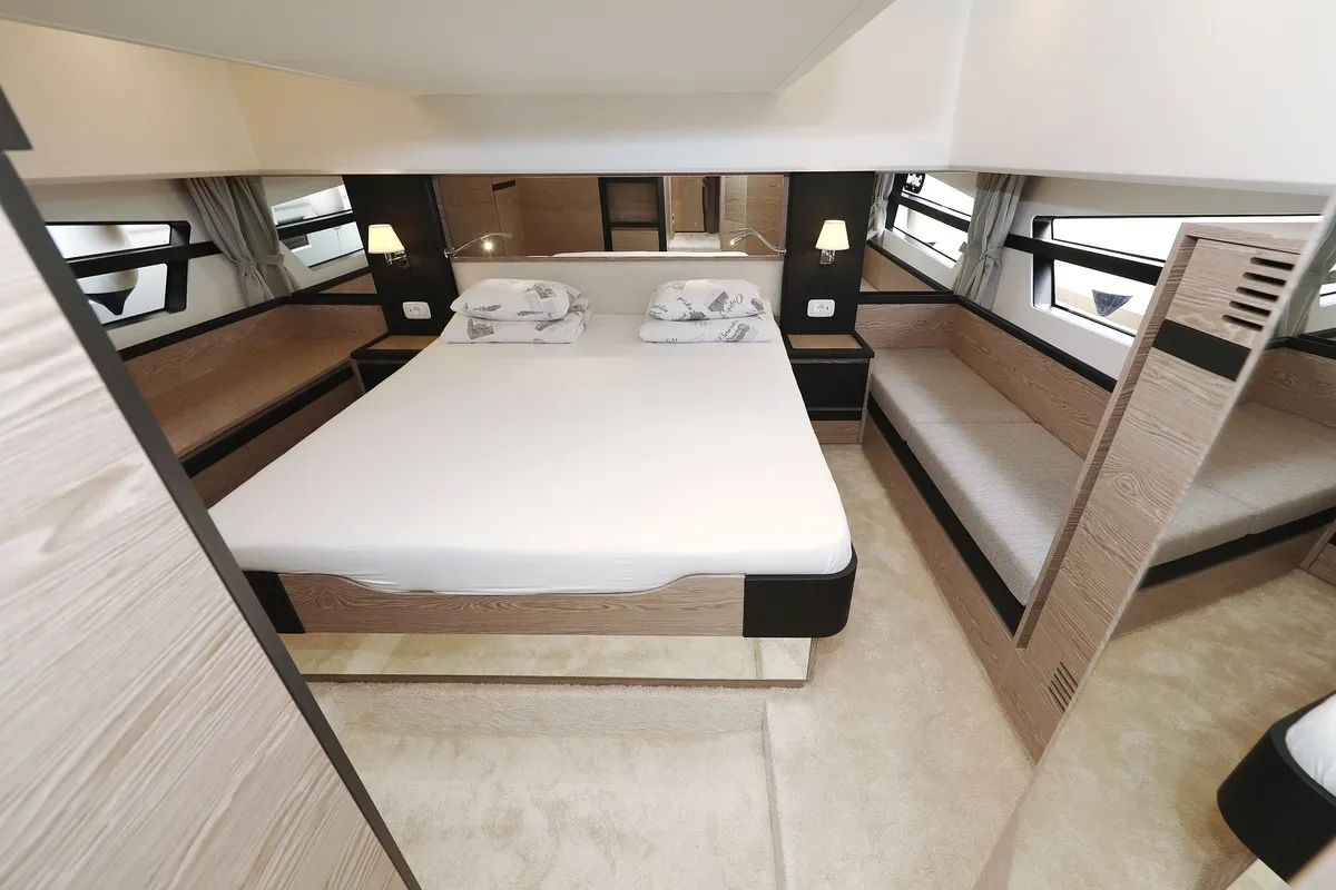 Cabin on Pepper, a Greenline 45 Fly motor yacht at Grad Biograd na Moru, Croatia