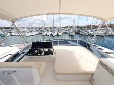 Cockpit of Pepper, a Greenline 45 Fly motor yacht at Grad Biograd na Moru, Croatia
