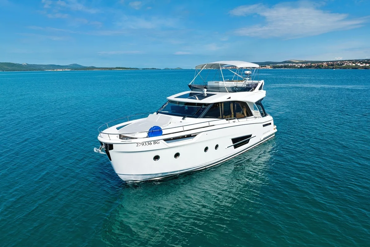 Exterior view of Pepper, a Greenline 45 Fly motor yacht at Grad Biograd na Moru, Croatia