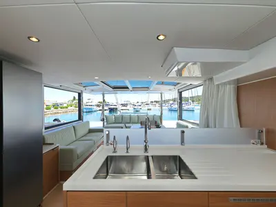 Galley of Hermine, a Bali 4.6 catamaran at Seget Donji, Croatia