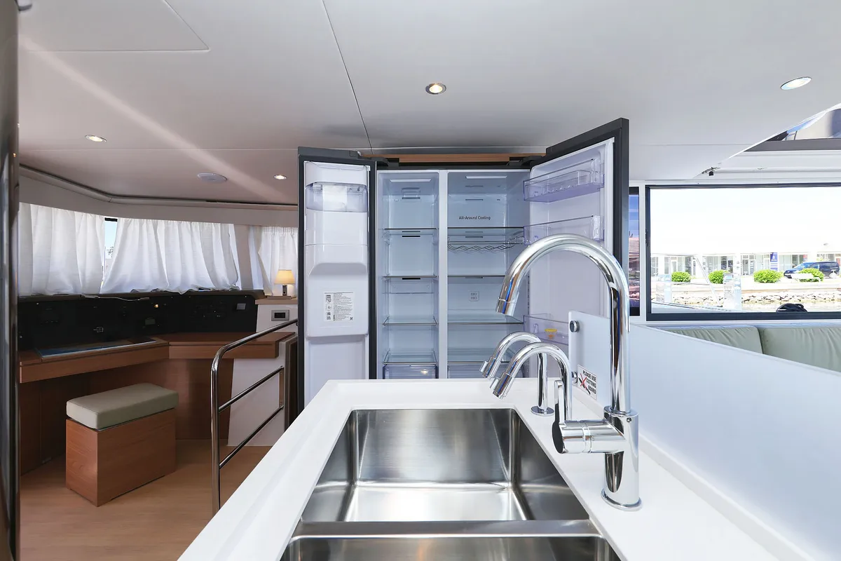 Galley of Hermine, a Bali 4.6 catamaran at Seget Donji, Croatia