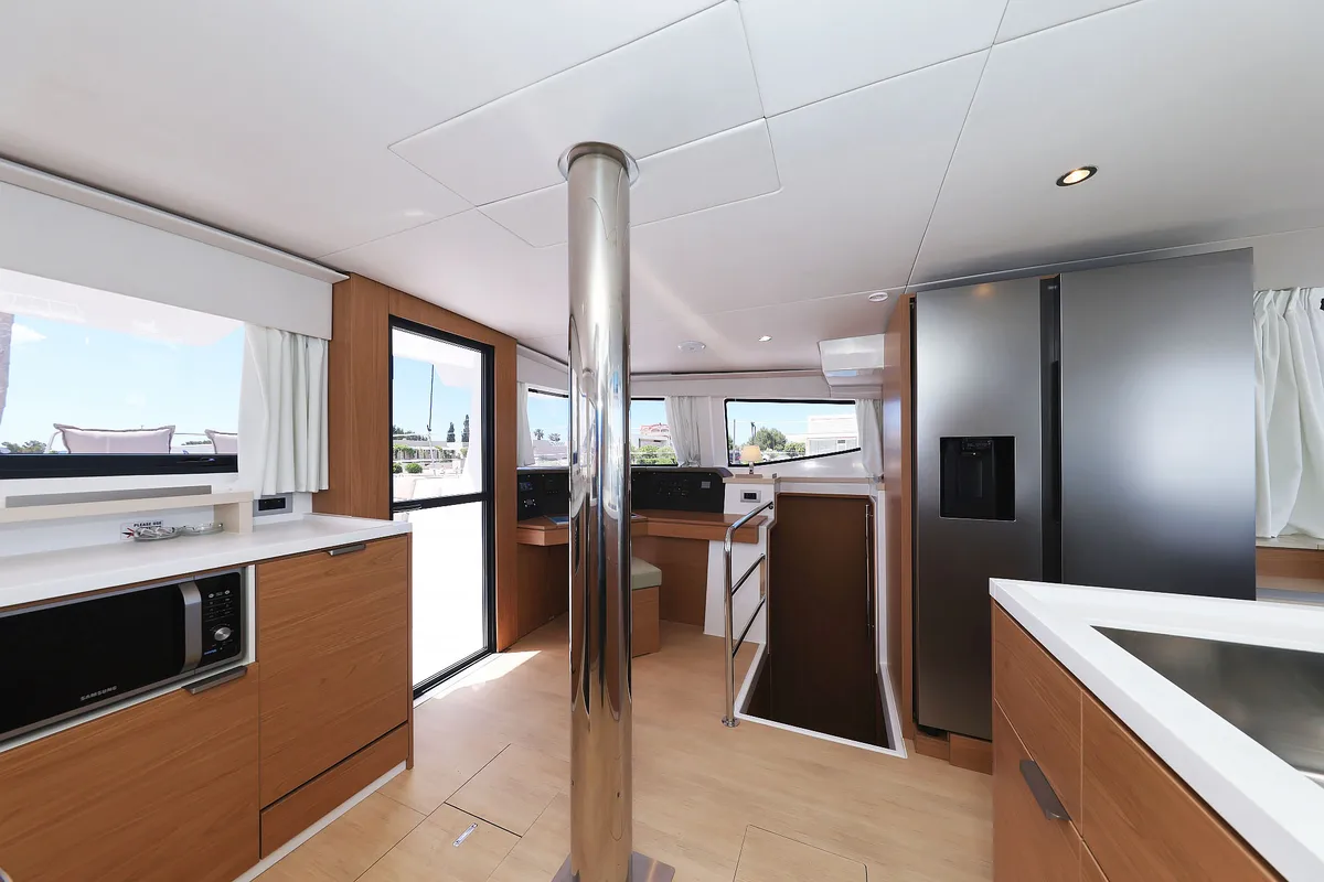 Galley of Hermine, a Bali 4.6 catamaran at Seget Donji, Croatia