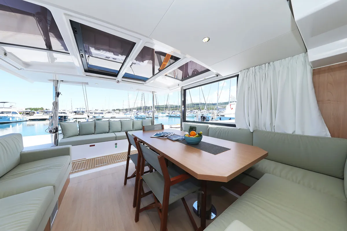 Salon of Hermine, a Bali 4.6 catamaran at Seget Donji, Croatia