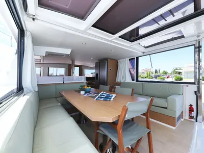 Salon of Hermine, a Bali 4.6 catamaran at Seget Donji, Croatia