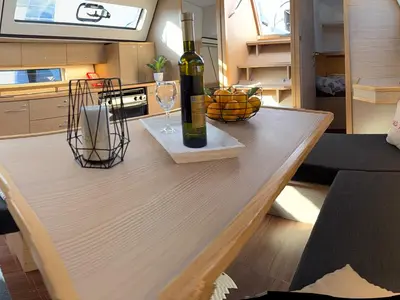 Salon of No 1, a D&D Kufner 37 sailboat at Punat, Croatia