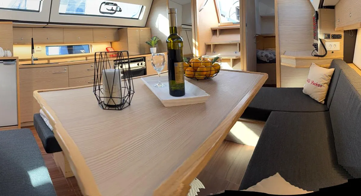 Salon of No 1, a D&D Kufner 37 sailboat at Punat, Croatia