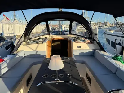 Cockpit of No 1, a D&D Kufner 37 sailboat at Punat, Croatia