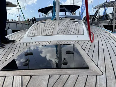 Deck of No 1, a D&D Kufner 37 sailboat at Punat, Croatia
