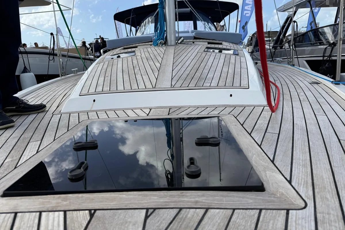 Deck of No 1, a D&D Kufner 37 sailboat at Punat, Croatia