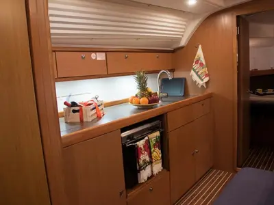 Galley of Erato, a Bavaria 41 Cruiser sailboat at Municipal Unit of Lefkada, Greece
