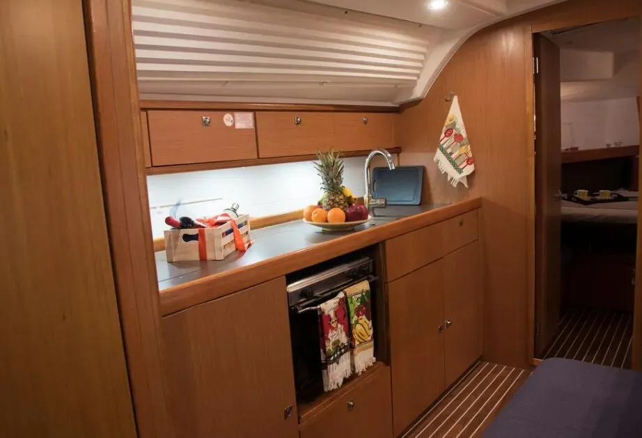 Galley of Erato, a Bavaria 41 Cruiser sailboat at Municipal Unit of Lefkada, Greece