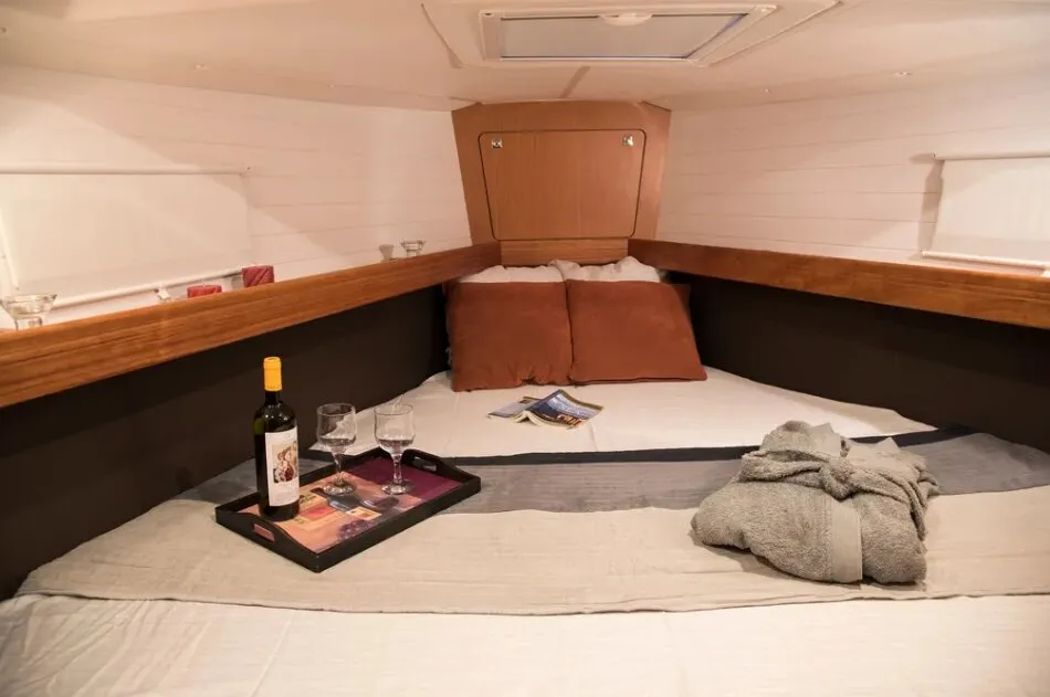 Cabin on Erato, a Bavaria 41 Cruiser sailboat at Municipal Unit of Lefkada, Greece