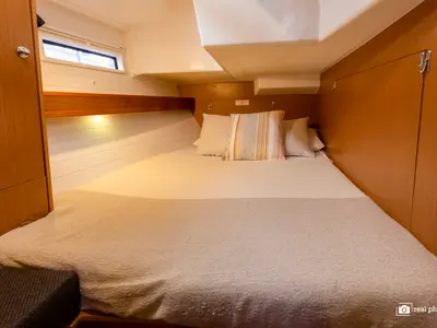 Cabin on Aladar, a Bavaria Cruiser 50 sailboat at Puntone di Scarlino, Italy
