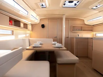Salon of Kos 40.4, a Beneteau Oceanis 40.1 sailboat at Athens, Greece