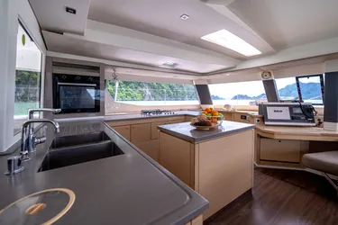 Salon of Triumpho, a Fountaine Pajot Saba 50 catamaran at Pa Khlok, Thailand